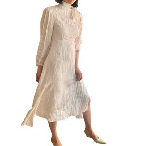 NEW NANCYBOO Boolincess Crinkled Long Sleeve Mock Neck Midi Dress Sz Medium 0040